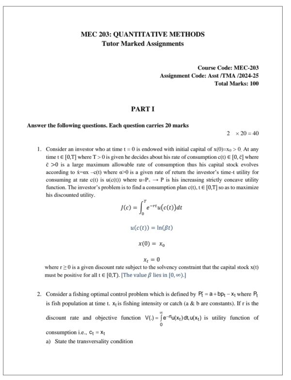 mec-203 solved assignment 2024-25