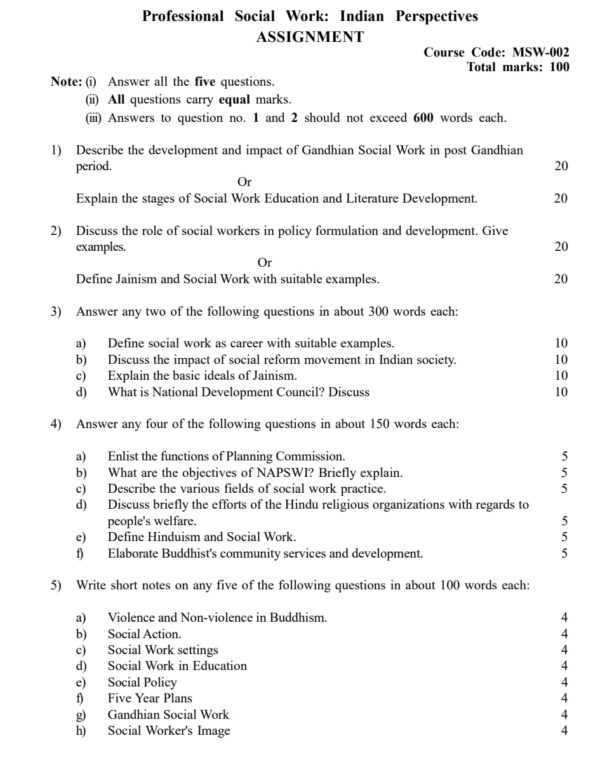 msw-02 solved assignment 2024-25