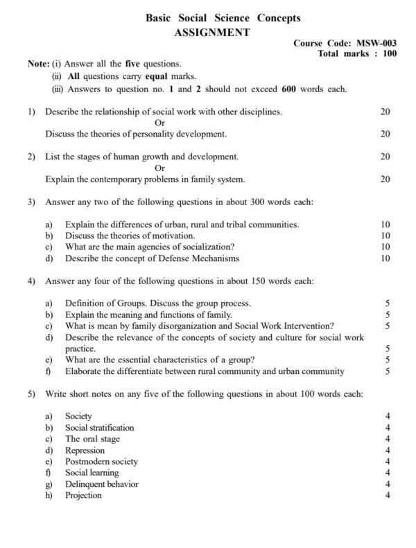 msw-03 solved assignment 2024-25