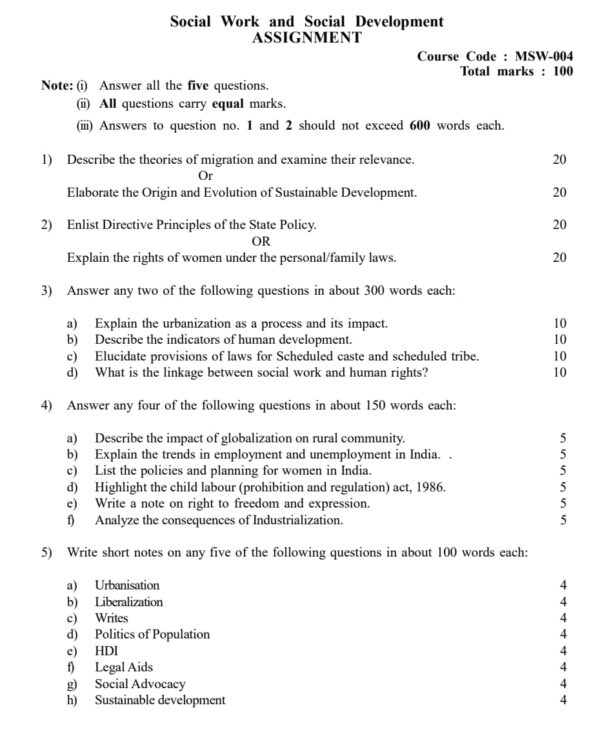 msw-04 solved assignment 2024-25