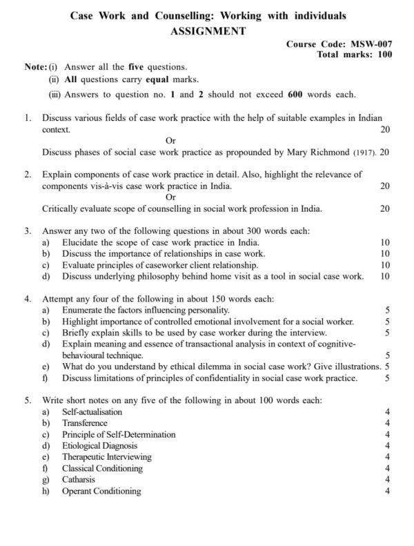 msw-07 solved assignment 2024-25