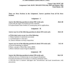 IGNOU BANC-109 SOLVED ASSIGNMENT 2025-26 ENGLISH