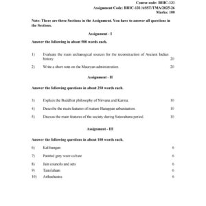 IGNOU BHIC-131 SOLVED ASSIGNMENT 2025-26 ENGLISH