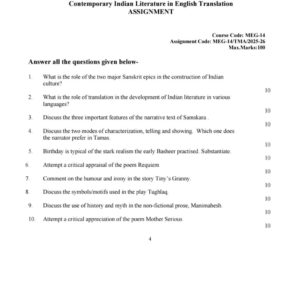 IGNOU MEG-14 SOLVED ASSIGNMENT 2025-26 ENGLISH